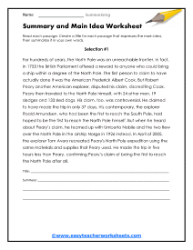 Summarizing Worksheets
