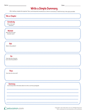 Write a Simple Summary | Worksheet 