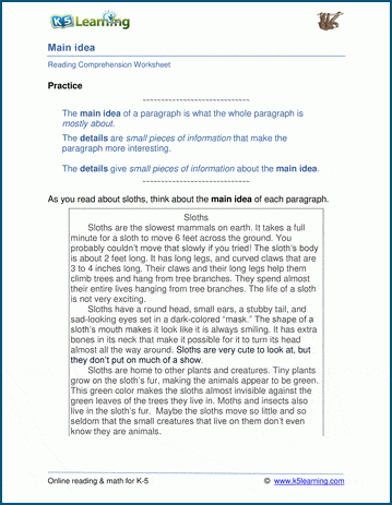 Main Idea and Summarizing Worksheets | Worsheets library