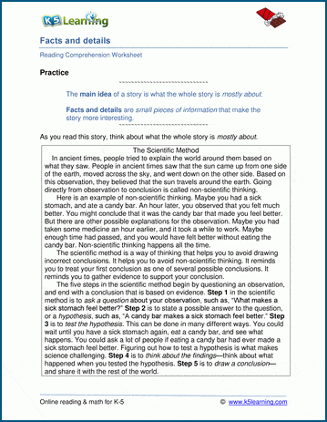 Main ideas, details &  summary worksheets | Worsheets library
