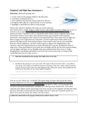 summary and main idea worksheet 1