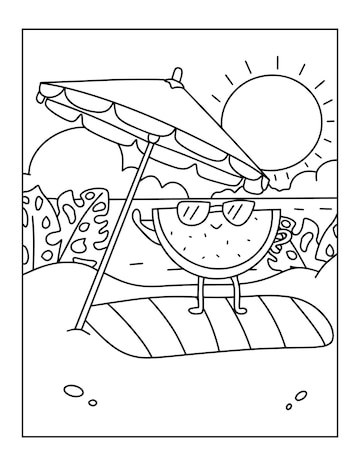 Hand Drawn Coloring Book For Adult Summer Holidays Party And Rest ...
