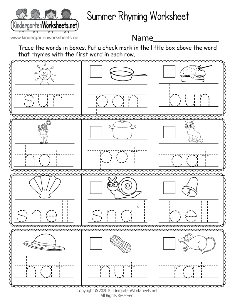 Summer Rhyming Worksheet - Free Printable, Digital, &  PDF