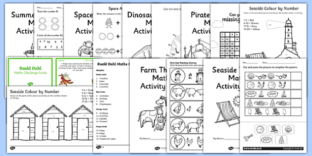 Summer Holiday Math Worksheet Pack (Teacher-Made) - Twinkl