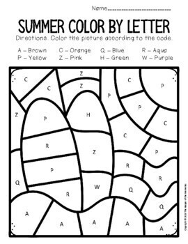 Color by Capital Letter Summer Preschool Worksheets worksheets library