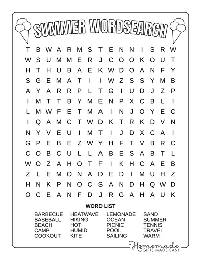 9 Best Free Printable Summer Word Search Puzzles for Kids