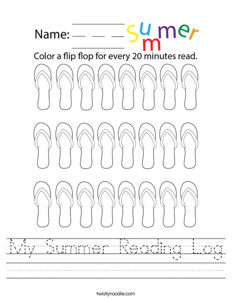 My Summer Reading Log Worksheet - Twisty Noodle