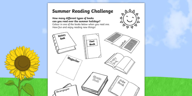 Summer Reading Challenges Worksheet | Literacy - Twinkl