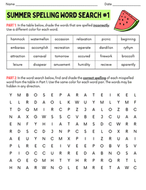 summer themed worksheet