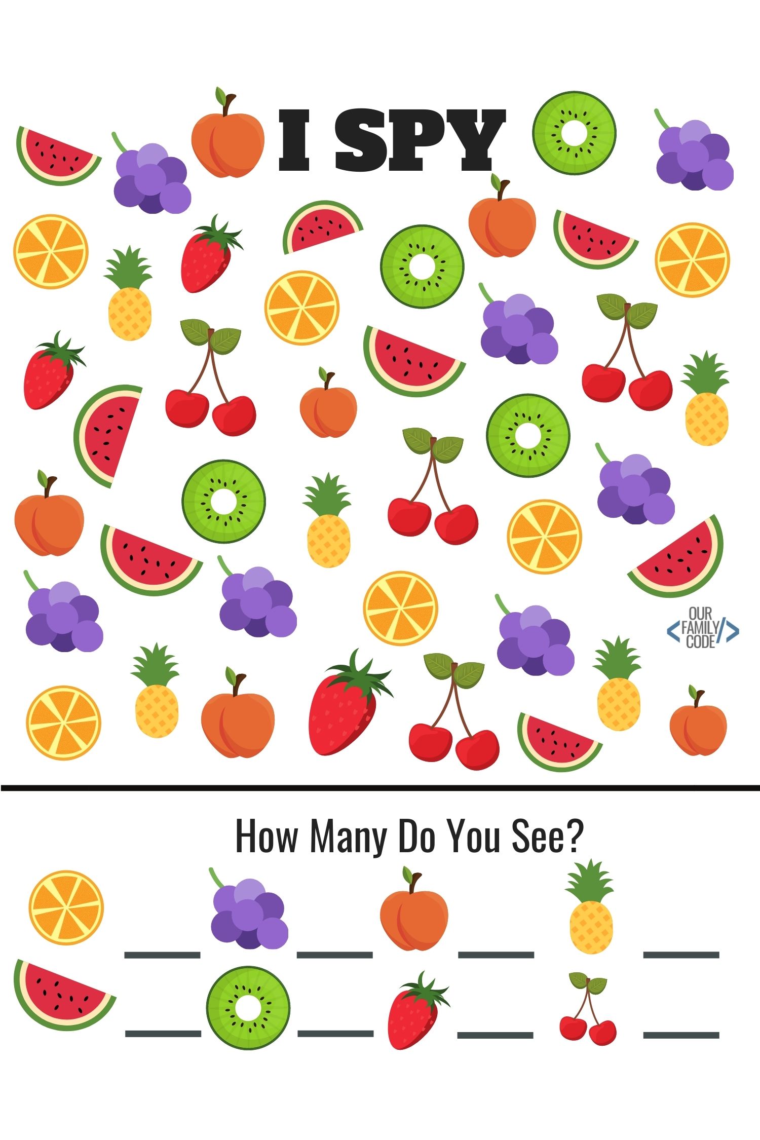 Grab these Free Summer Fruit Worksheets for Kids - Our Family Code