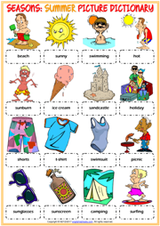 Summer ESL Vocabulary Worksheets