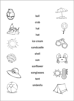 Summer vocabulary for kids learning English | Printable resources