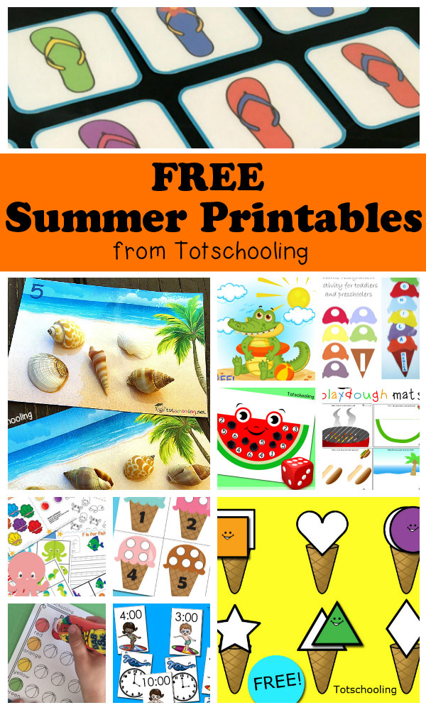 Free Summer Printables for Kids | Totschooling - Toddler ...