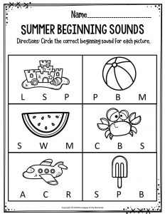 summer worksheet for preschool