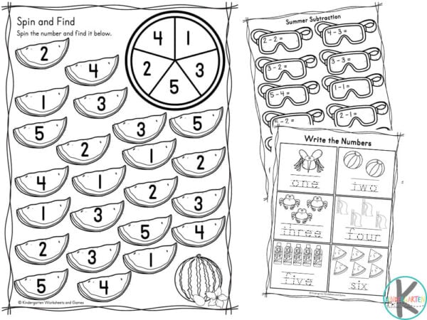 summertime worksheet for kindergarten