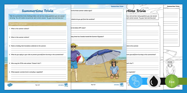 Intermediate Summertime Trivia Printable | Twinkl - Twinkl