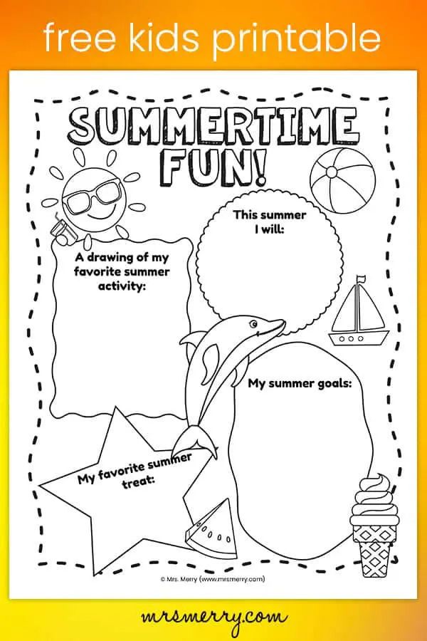 Free Printable Summer Activities Worksheet | Mrs. Merry