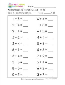 sums of 10 worksheet
