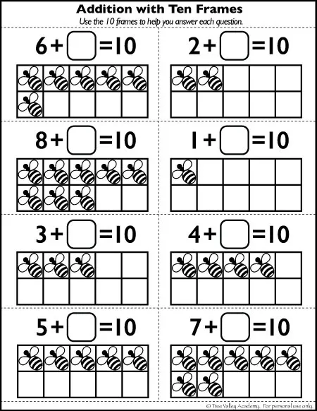 Number Bonds to 10 Worksheets - Tree Valley Academy