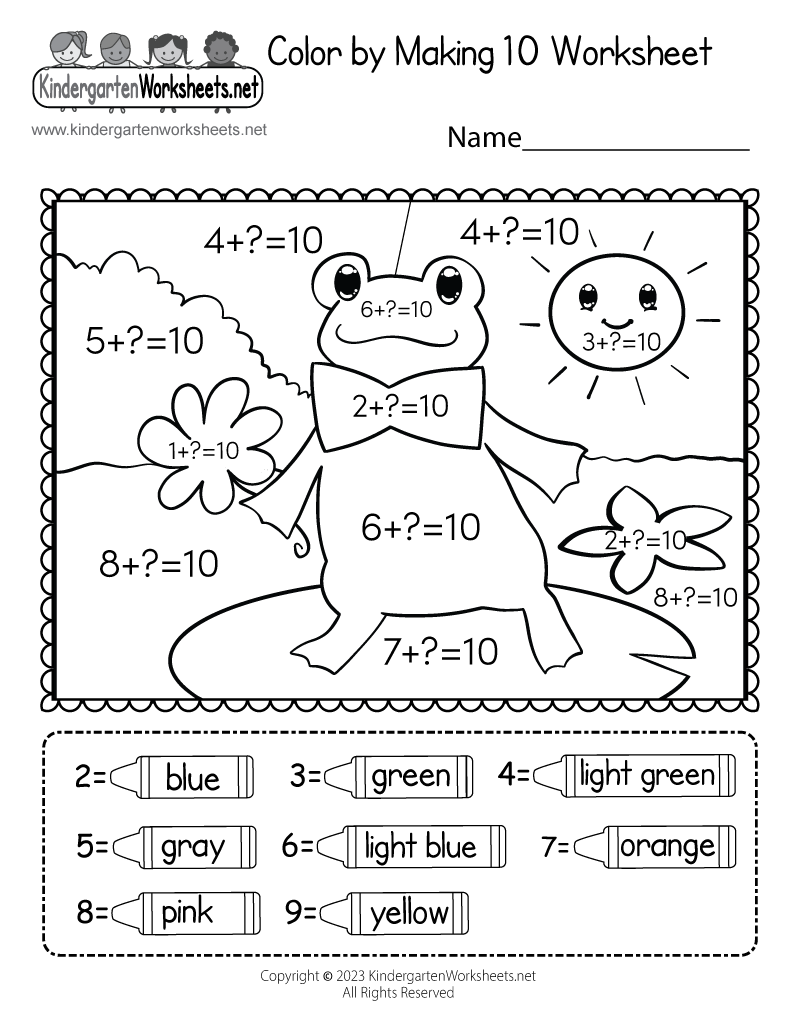 sums of 10 worksheet