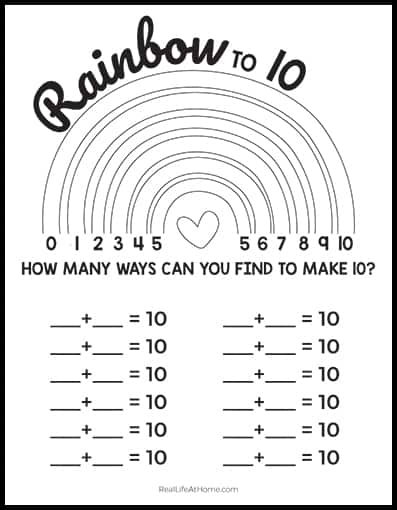 sums of 10 worksheet
