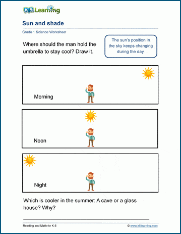 Sun and shade activity and worksheets | Worsheets library