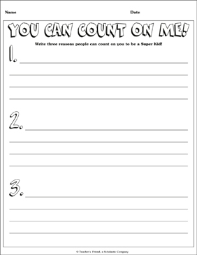 You Can Count on Me! (Super Kid! Writing Prompt) | Printable ...
