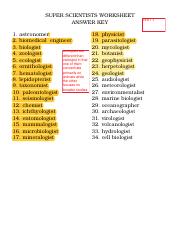 super scientists worksheet answers