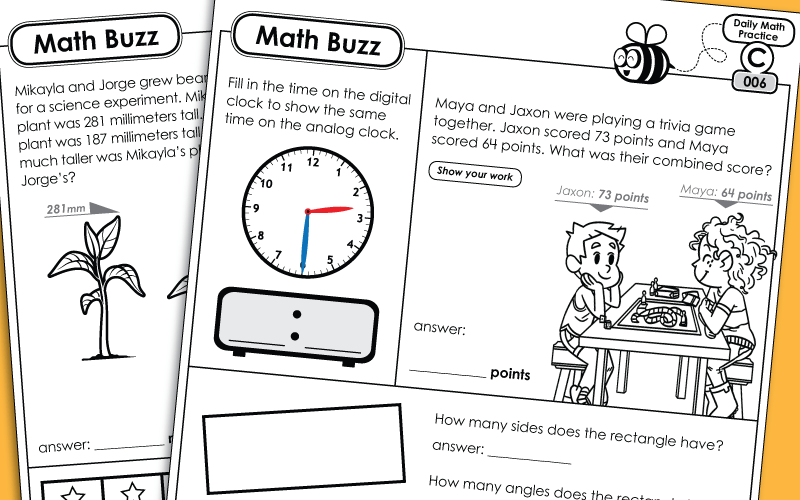 Daily math review worksheets math buzz level c worksheets library