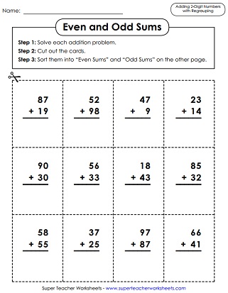 Addition Worksheets (2-Digit; With Regrouping)