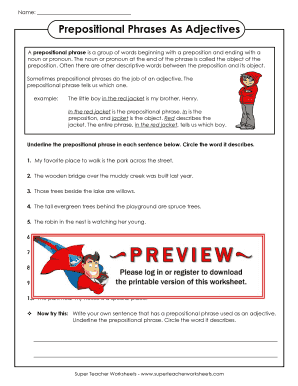 Adjective Phrase Worksheet Pdf - Fill Online, Printable, Fillable ...