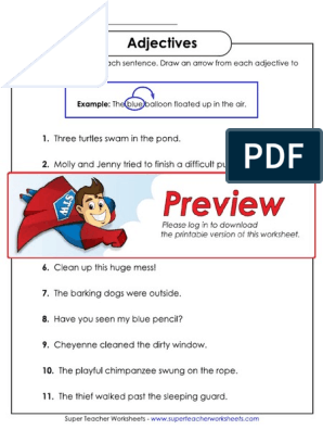 super teacher worksheet adjectives