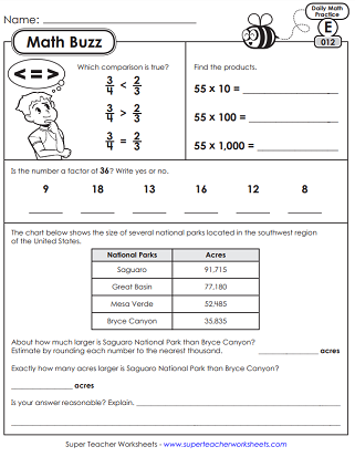 super teacher worksheet answers math