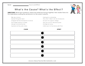 Cause and Effect Worksheets