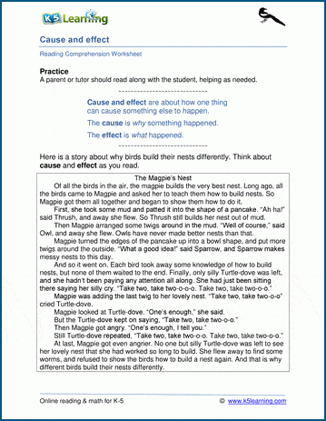 Cause-effect exercises | Worsheets library