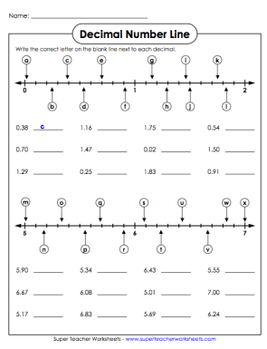 super teacher worksheet decimals