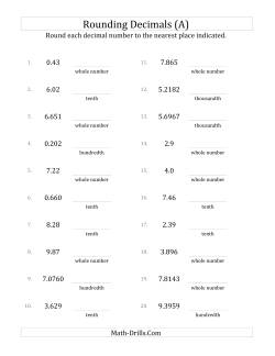 Decimals Worksheets