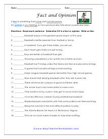 Fact or Opinion Worksheets