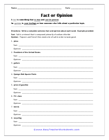 super teacher worksheet fact and opinion