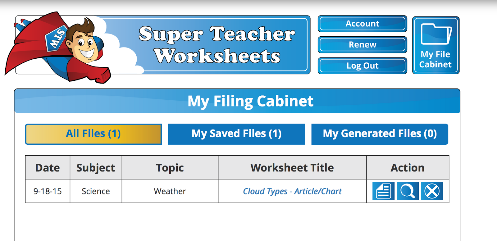 super teacher worksheet free account