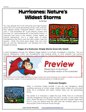 Fillable Online Hurricanes: Natures Wildest Storms - Super ...