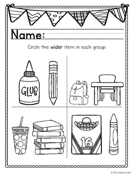 Preschool Math Worksheets - Big and Small by The Super Teacher worksheets library