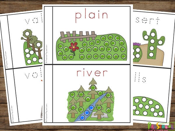 FREE Printable Do a Dot Landforms for Kids Worksheets