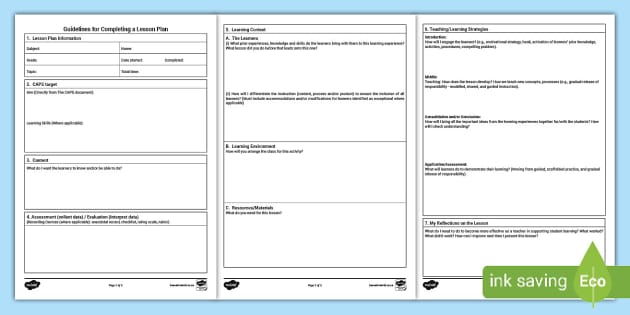 FREE! - CAPS Curriculum | CAPS Lesson Plan Template | South Africa