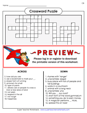 Spelling Crossword Puzzle Super Teacher Worksheets - Fill Online ...