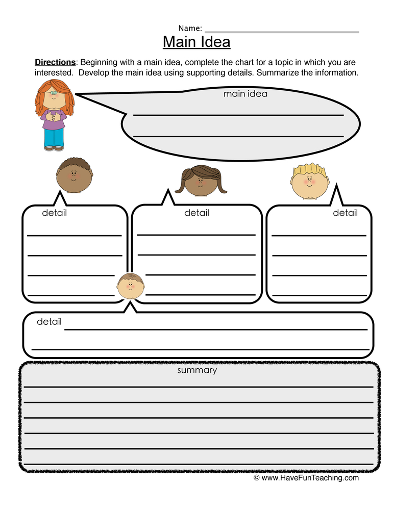 Main Idea Worksheet  