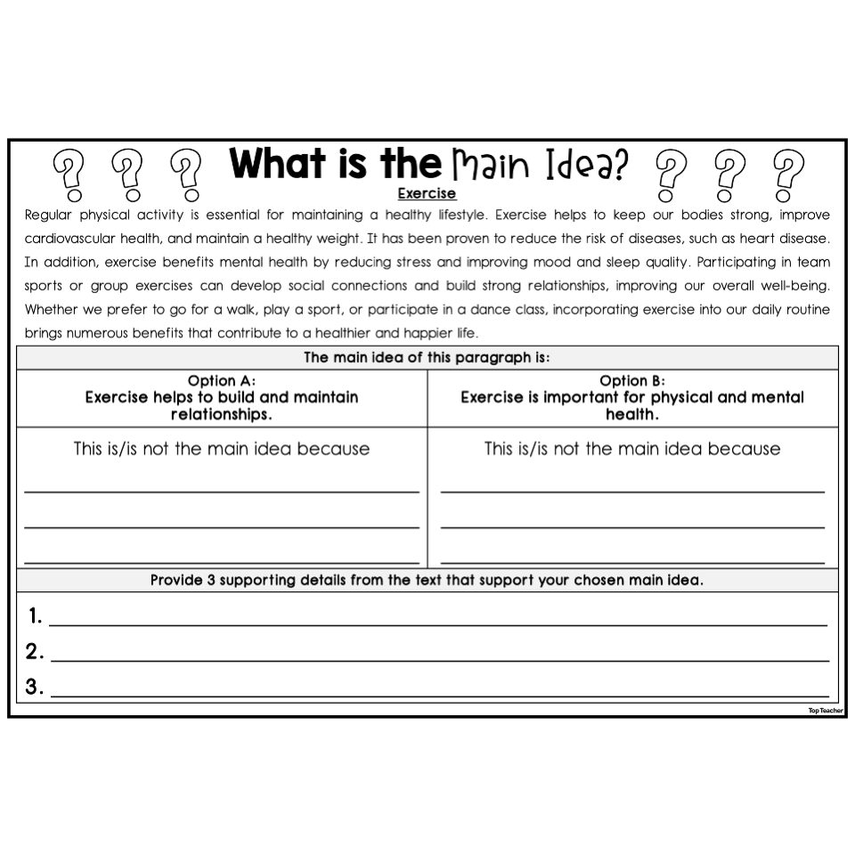 What Is The Main Idea Top Teacher Worksheets Library