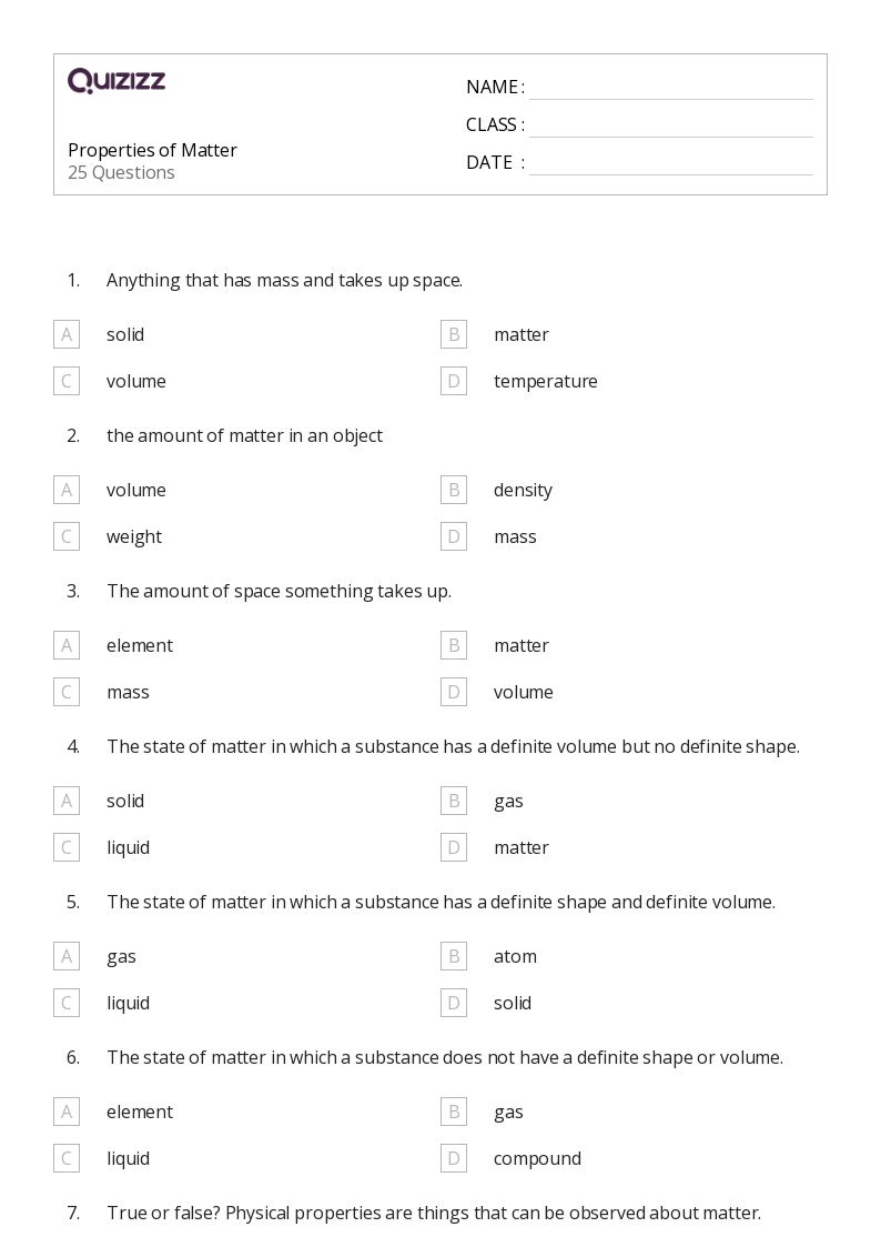 super teacher worksheet matter