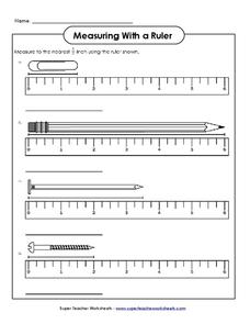 Measuring With a Ruler Worksheet for 1st - 4th Grade | Lesson Planet