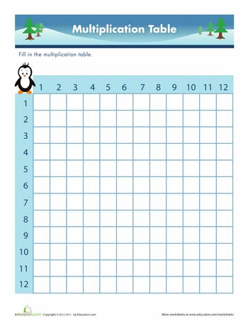 super teacher worksheet multiplication table